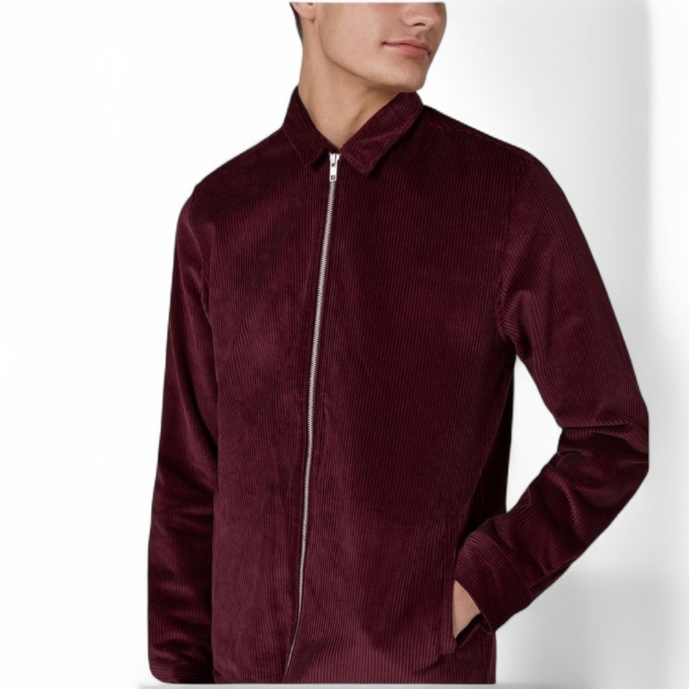 Topman Dark Burgundy Corduroy Utility Jacket